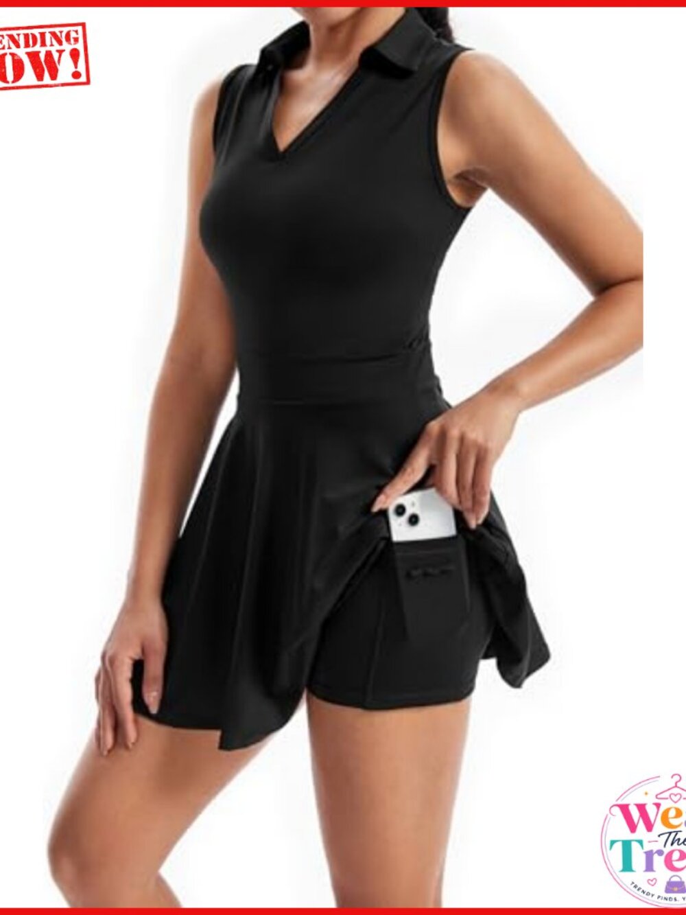 Women's Golf Tennis Dress with Shorts Pockets Sleeveless Athletic Activewear